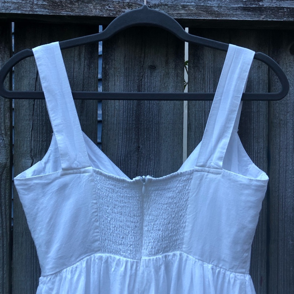Lulus Good To Be Here Mini Dress Size S White Babydoll Cotton Linen Corset - Picture 13 of 16
